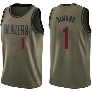 Youth Anfernee Simons Portland Trail Blazers Green Swingman Salute to Service Jersey