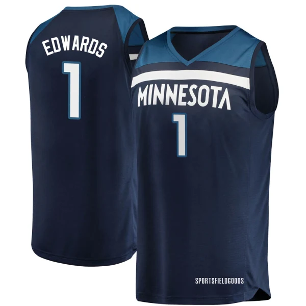 Youth Anthony Edwards Minnesota Timberwolves Navy Fast Break Jersey - Icon Edition