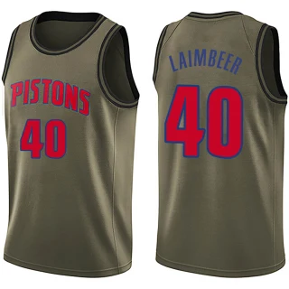 Youth Bill Laimbeer Detroit Pistons Green Swingman Salute to Service Jersey