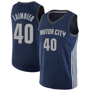 Youth Bill Laimbeer Detroit Pistons Navy Swingman Jersey - City Edition