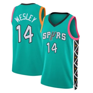 Youth Blake Wesley San Antonio Spurs Fast Break Turquoise 2022/23 City Edition Jersey