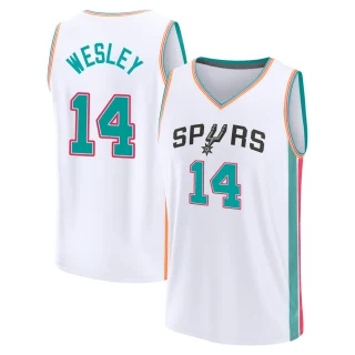 Youth Blake Wesley San Antonio Spurs White Fast Break 2021/22 Replica City Edition Jersey