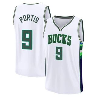 Youth Bobby Portis Milwaukee Bucks White Fast Break 2021/22 Replica City Edition Jersey