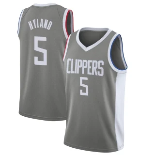 Youth Bones Hyland Los Angeles Clippers Gray Swingman 2020/21 Jersey - Earned Edition