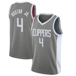 Youth Brandon Boston Jr. Los Angeles Clippers Gray Swingman 2020/21 Jersey - Earned Edition