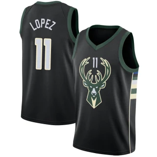 Youth Brook Lopez Milwaukee Bucks Black Swingman Jersey - Statement Edition