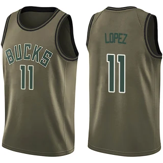 Youth Brook Lopez Milwaukee Bucks Green Swingman Salute to Service Jersey
