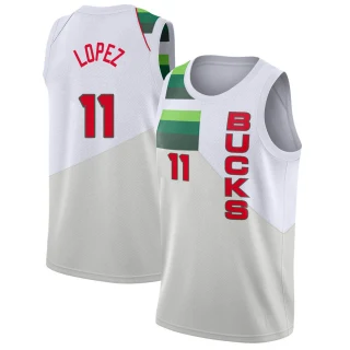 Youth Brook Lopez Milwaukee Bucks White Swingman 2018/19 Jersey - Earned Edition