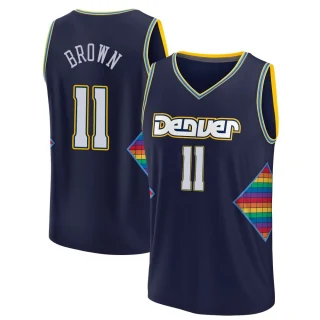 Youth Bruce Brown Denver Nuggets Brown Fast Break Navy 2021/22 Replica City Edition Jersey