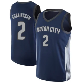 Youth Cade Cunningham Detroit Pistons Navy Swingman Jersey - City Edition