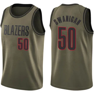 Youth Caleb Swanigan Portland Trail Blazers Green Swingman Salute to Service Jersey