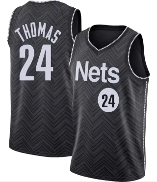 Youth Cam Thomas Brooklyn Nets Black Swingman 2020/21 Jersey - Earned Edition