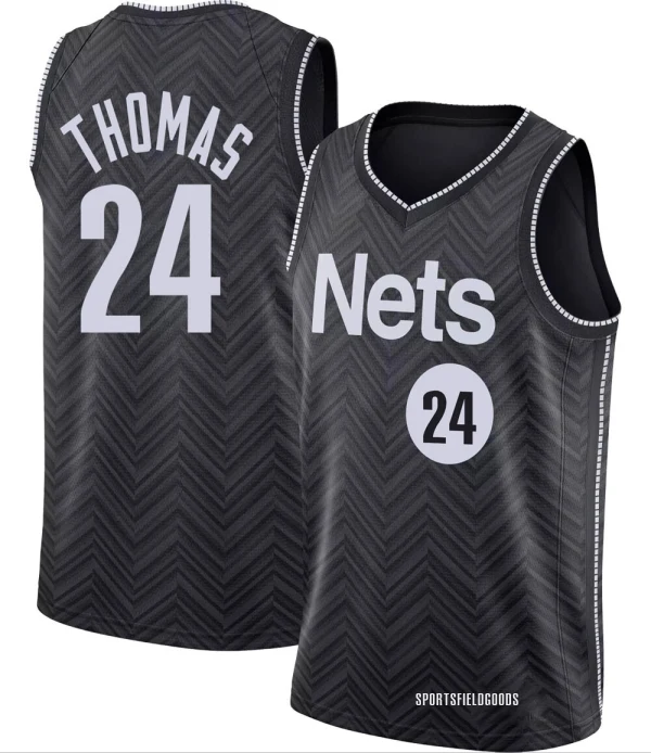Youth Cam Thomas Brooklyn Nets Black Swingman 2020/21 Jersey - Earned Edition