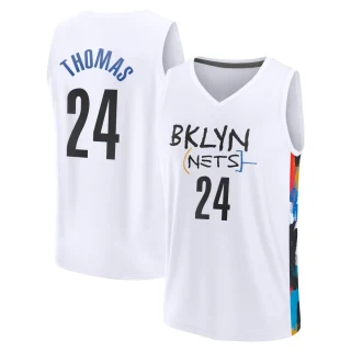Youth Cam Thomas Brooklyn Nets White Fast Break 2022/23 City Edition Jersey