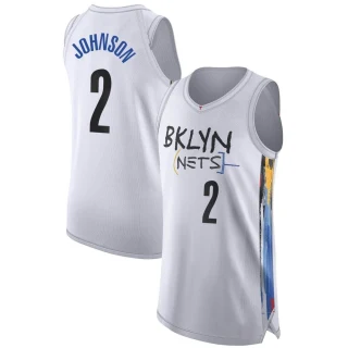 Youth Cameron Johnson Brooklyn Nets White Authentic 2022/23 City Edition Jersey