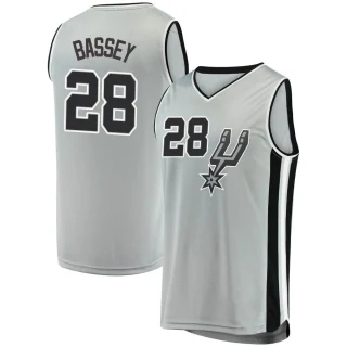 Youth Charles Bassey San Antonio Spurs Fast Break Silver Jersey - Statement Edition