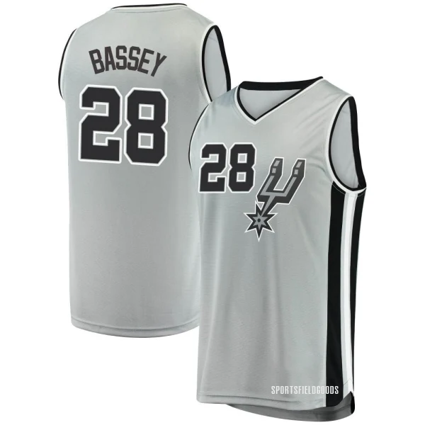 Youth Charles Bassey San Antonio Spurs Fast Break Silver Jersey - Statement Edition