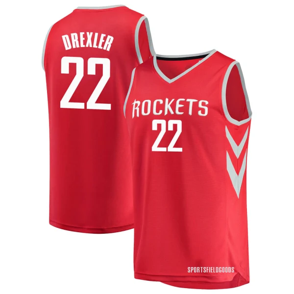 Youth Clyde Drexler Houston Rockets Red Fast Break Jersey - Icon Edition