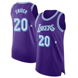 Youth Cole Swider Los Angeles Lakers Purple Authentic 2021/22 Jersey - City Edition