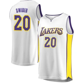 Youth Cole Swider Los Angeles Lakers White Fast Break Jersey - Association Edition