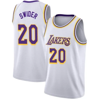 Youth Cole Swider Los Angeles Lakers White Swingman 2020/21 Jersey - Association Edition
