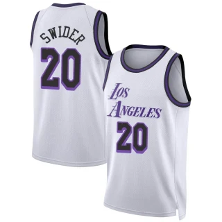 Youth Cole Swider Los Angeles Lakers White Swingman 2022/23 City Edition Jersey