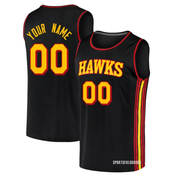 Youth Custom Atlanta Hawks Black Fast Break Custom 2020/21 Jersey - Statement Edition