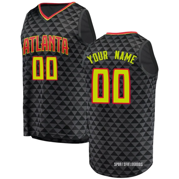 Youth Custom Atlanta Hawks Black Fast Break Custom Jersey - Icon Edition