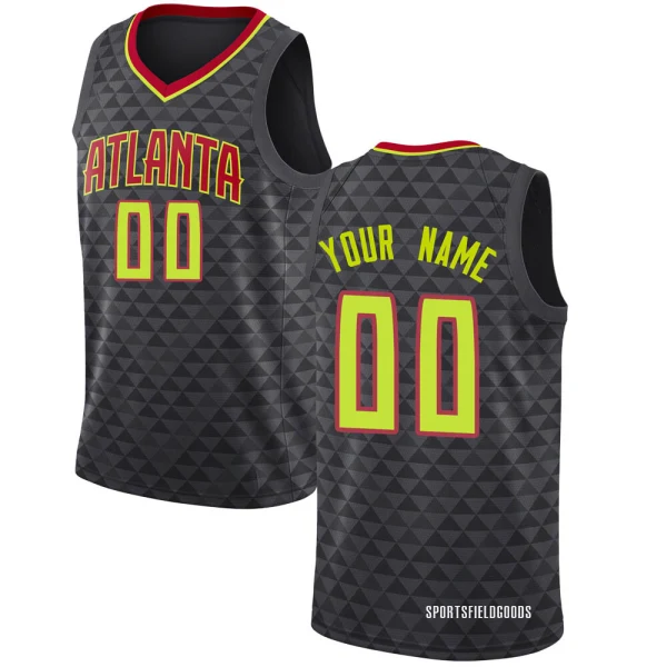 Youth Custom Atlanta Hawks Black Swingman Custom Jersey - Icon Edition