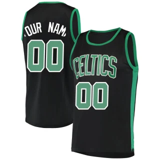 Youth Custom Boston Celtics Black Fast Break Custom Jersey - Statement Edition