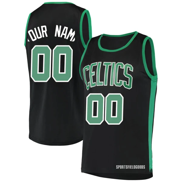 Youth Custom Boston Celtics Black Fast Break Custom Jersey - Statement Edition