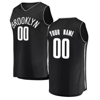 Youth Custom Brooklyn Nets Black Fast Break Custom Jersey - Icon Edition
