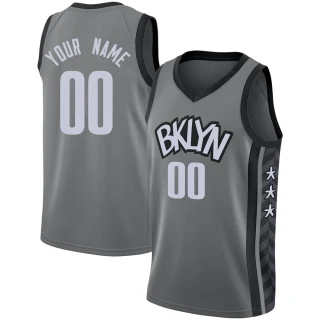 Youth Custom Brooklyn Nets Gray Swingman Jordan Brand Custom 2020/21 Jersey - Statement Edition