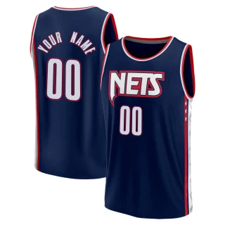 Youth Custom Brooklyn Nets Navy Fast Break Custom 2021/22 Replica City Edition Jersey
