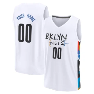 Youth Custom Brooklyn Nets White Fast Break Custom 2022/23 City Edition Jersey