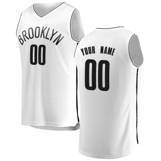 Youth Custom Brooklyn Nets White Fast Break Custom Jersey - Association Edition