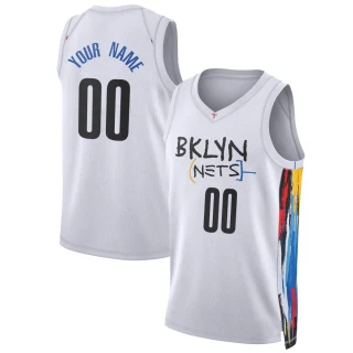 Youth Custom Brooklyn Nets White Swingman Custom 2022/23 City Edition Jersey