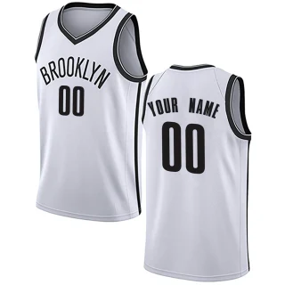 Youth Custom Brooklyn Nets White Swingman Custom Jersey - Association Edition