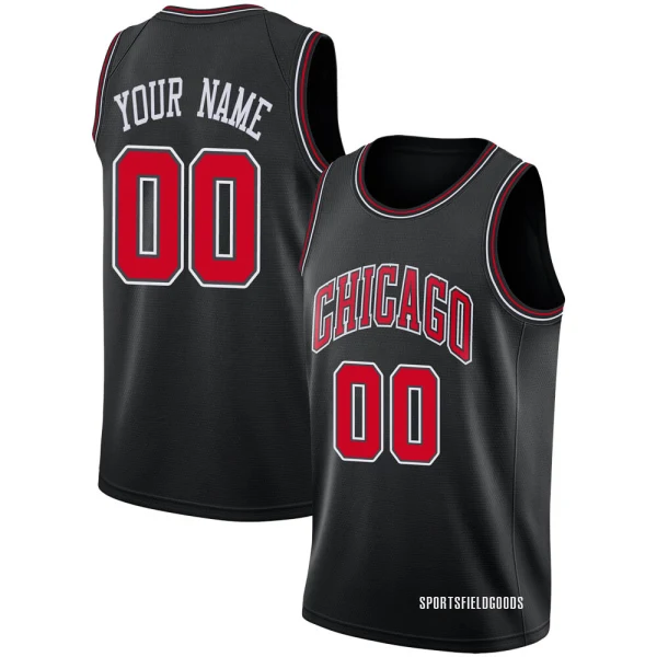 Youth Custom Chicago Bulls Black Swingman Custom Jersey - Statement Edition