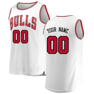 Youth Custom Chicago Bulls White Fast Break Custom Jersey - Association Edition
