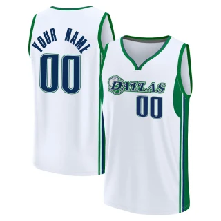 Youth Custom Dallas Mavericks White Fast Break Custom 2021/22 Replica City Edition Jersey
