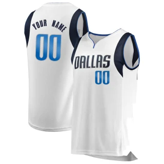 Youth Custom Dallas Mavericks White Fast Break Custom Jersey - Association Edition