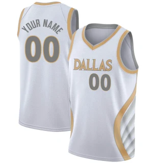 Youth Custom Dallas Mavericks White Swingman Custom 2020/21 Jersey - City Edition