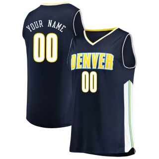Youth Custom Denver Nuggets Navy Fast Break Custom Jersey - Icon Edition