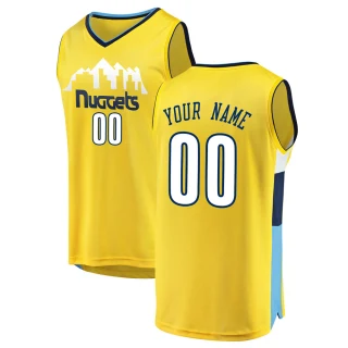 Youth Custom Denver Nuggets Yellow Fast Break Custom Jersey - Statement Edition