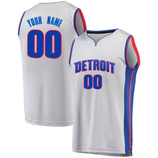 Youth Custom Detroit Pistons Gray Fast Break Custom Alternate Jersey - Statement Edition