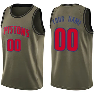Youth Custom Detroit Pistons Green Swingman Custom Salute to Service Jersey