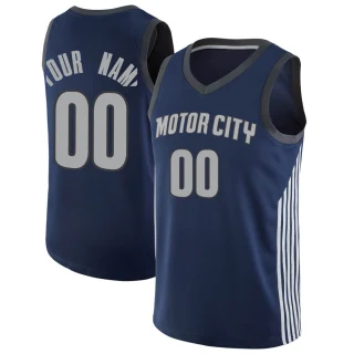 Youth Custom Detroit Pistons Navy Swingman Custom Jersey - City Edition