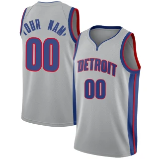 Youth Custom Detroit Pistons Swingman Custom Silver Jersey - Statement Edition