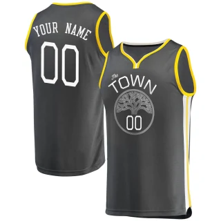 Youth Custom Golden State Warriors Gold Fast Break Custom Charcoal Jersey - Statement Edition